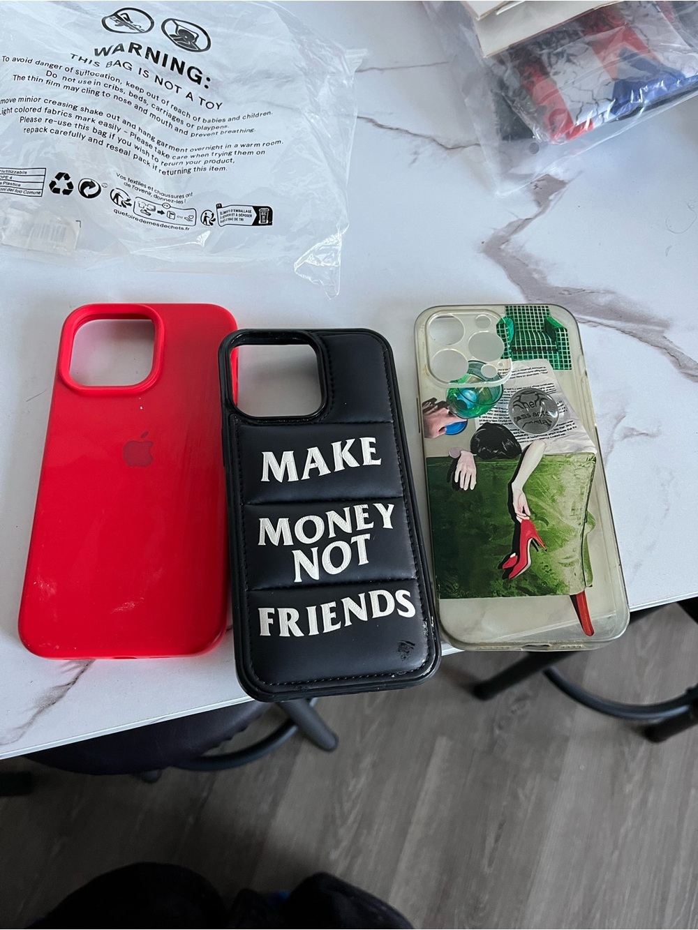 Apple Red, Black and Clear Graphic iPhone Case Trio